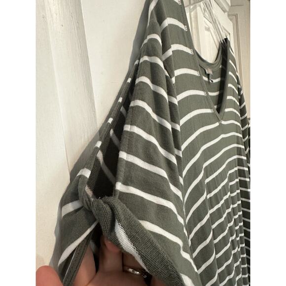 T By Talbots Plus Striped Shift Midi Dress Size 3x Cold Shoulder Stretch Comfort - Picture 4 of 8
